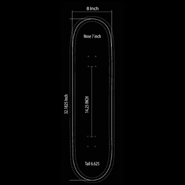 Kingpinz 8.0 Skateboard Deck Dimensions