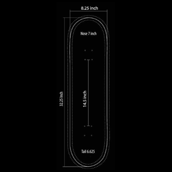 Kingpinz Skateboard Deck 8.25 Shape Dimensions